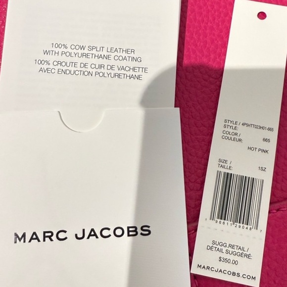 Marc Jacobs Pebbled Leather Hot Pink Tote Bag - Picture 7 of 8